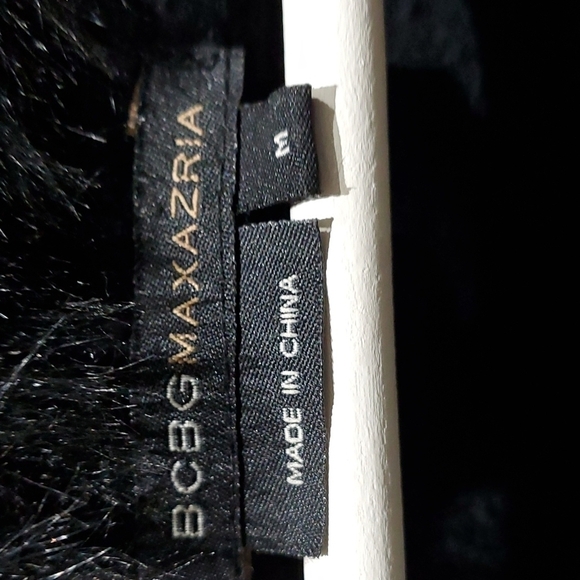 BCBGMAXAZRIA ZIP UP SWEATER WITH FAUX FUR REMOVABLE COLLAR BLING BLACK - Picture 3 of 14